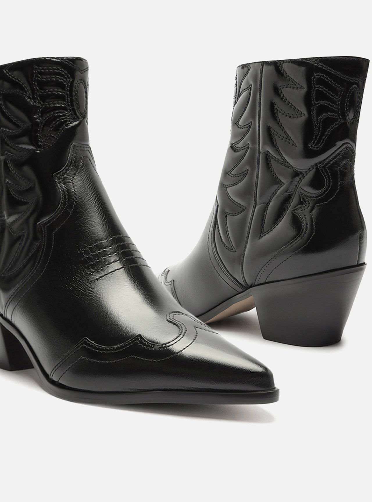 Bota Preta Couro Cano Curto Western — foto 4