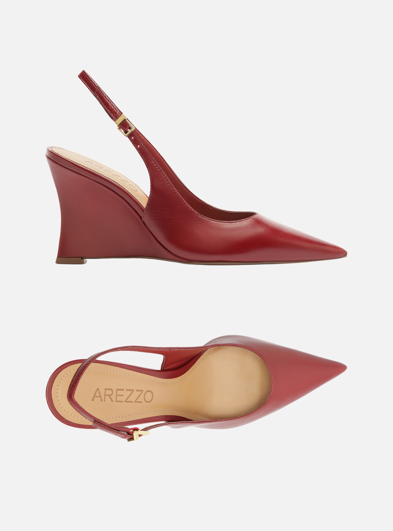 Scarpin Vermelho Couro Salto Alto Anabela Slingback — foto 5