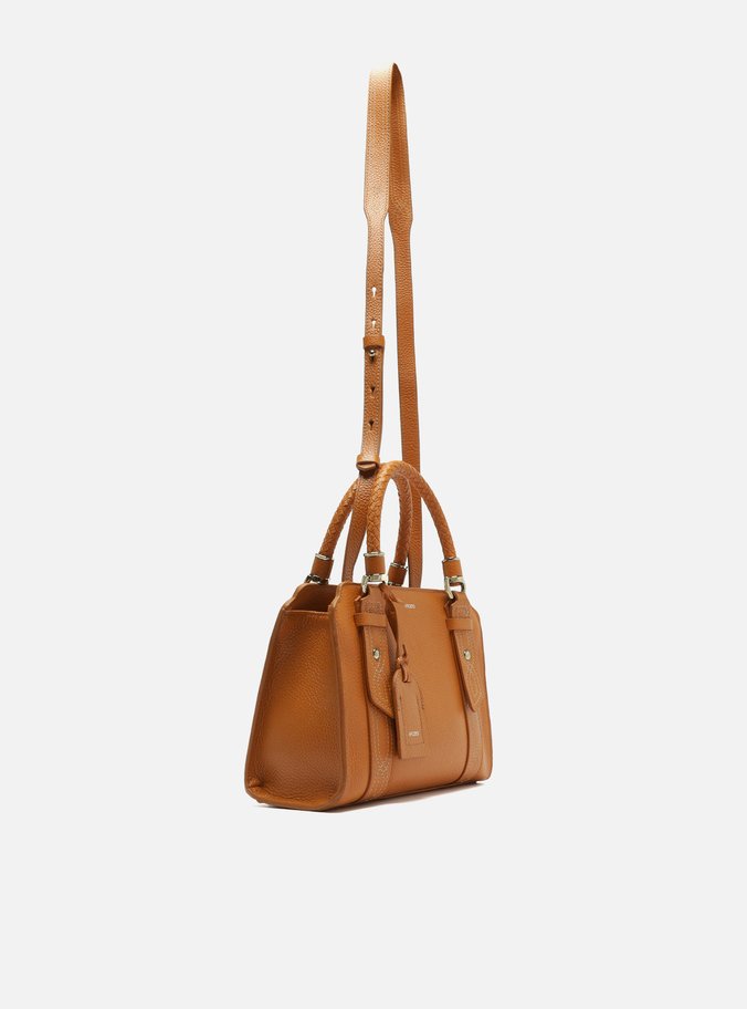 Bolsa Tote Marrom Couro Piazza Bordado Média