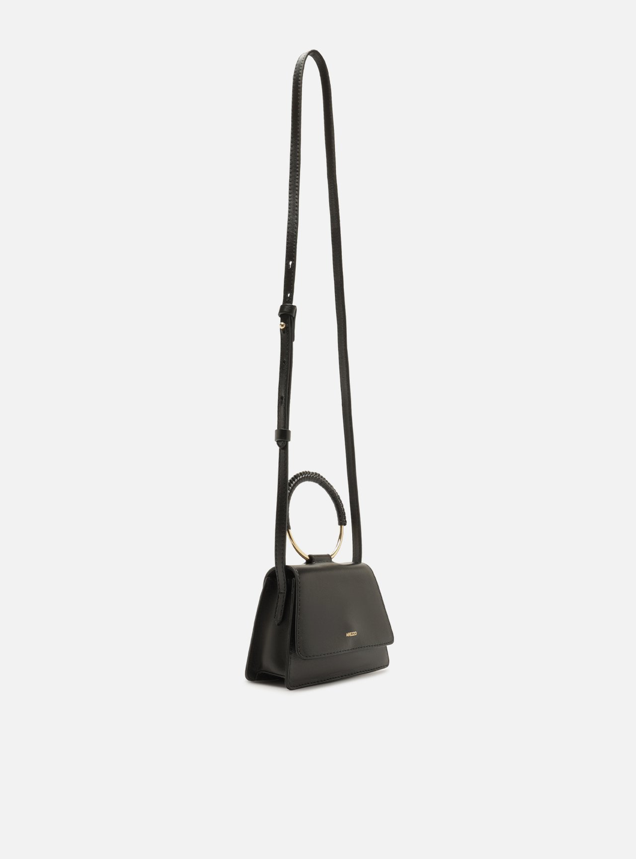 Bolsa Tiracolo Preta Couro Pequena — foto 5