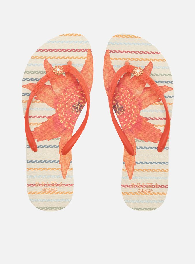 Chinelo Branco Essential Estampa Flor Laranja