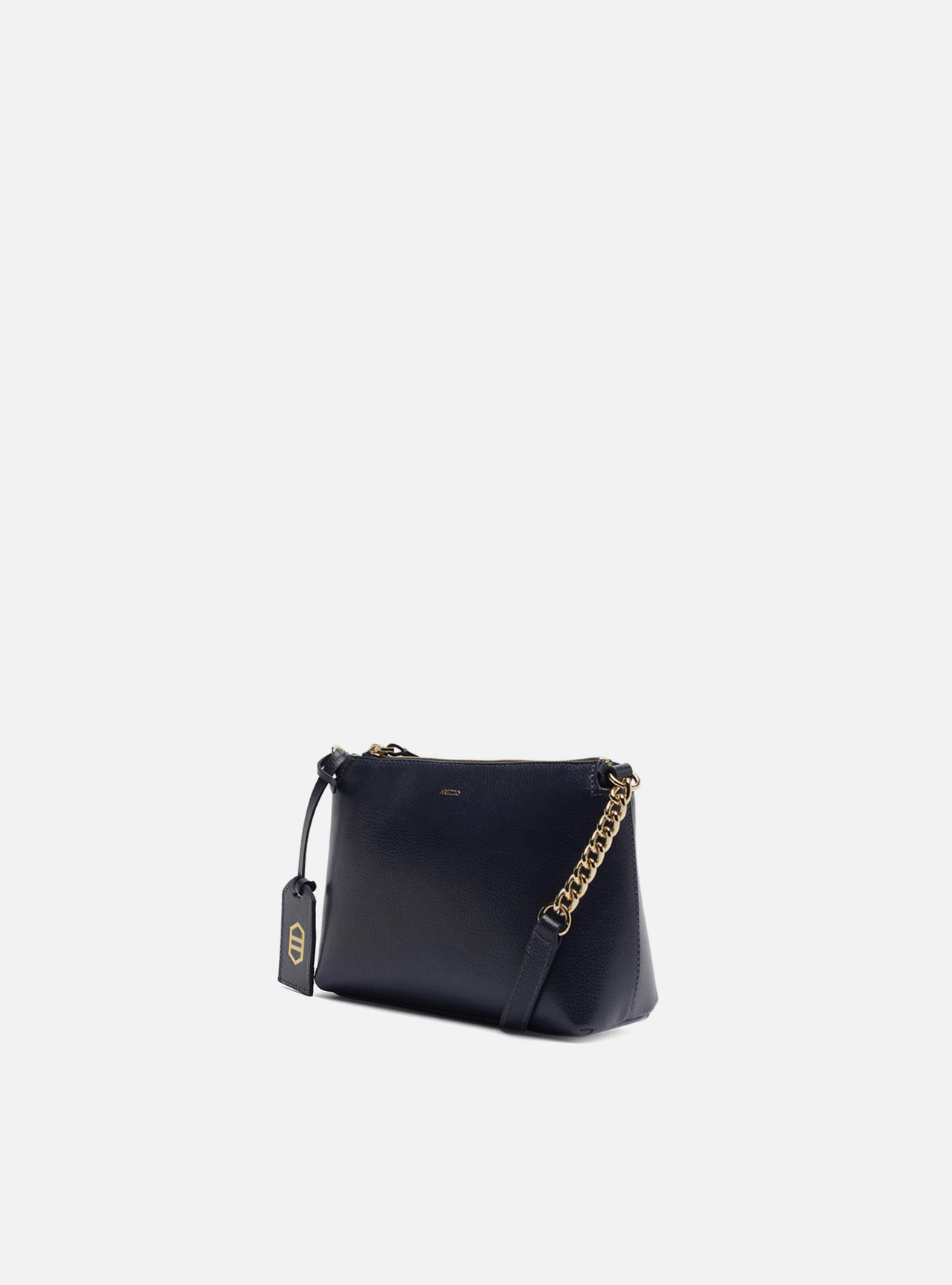 Bolsa Tiracolo Azul Couro Pequena Alça Corrente — foto 2