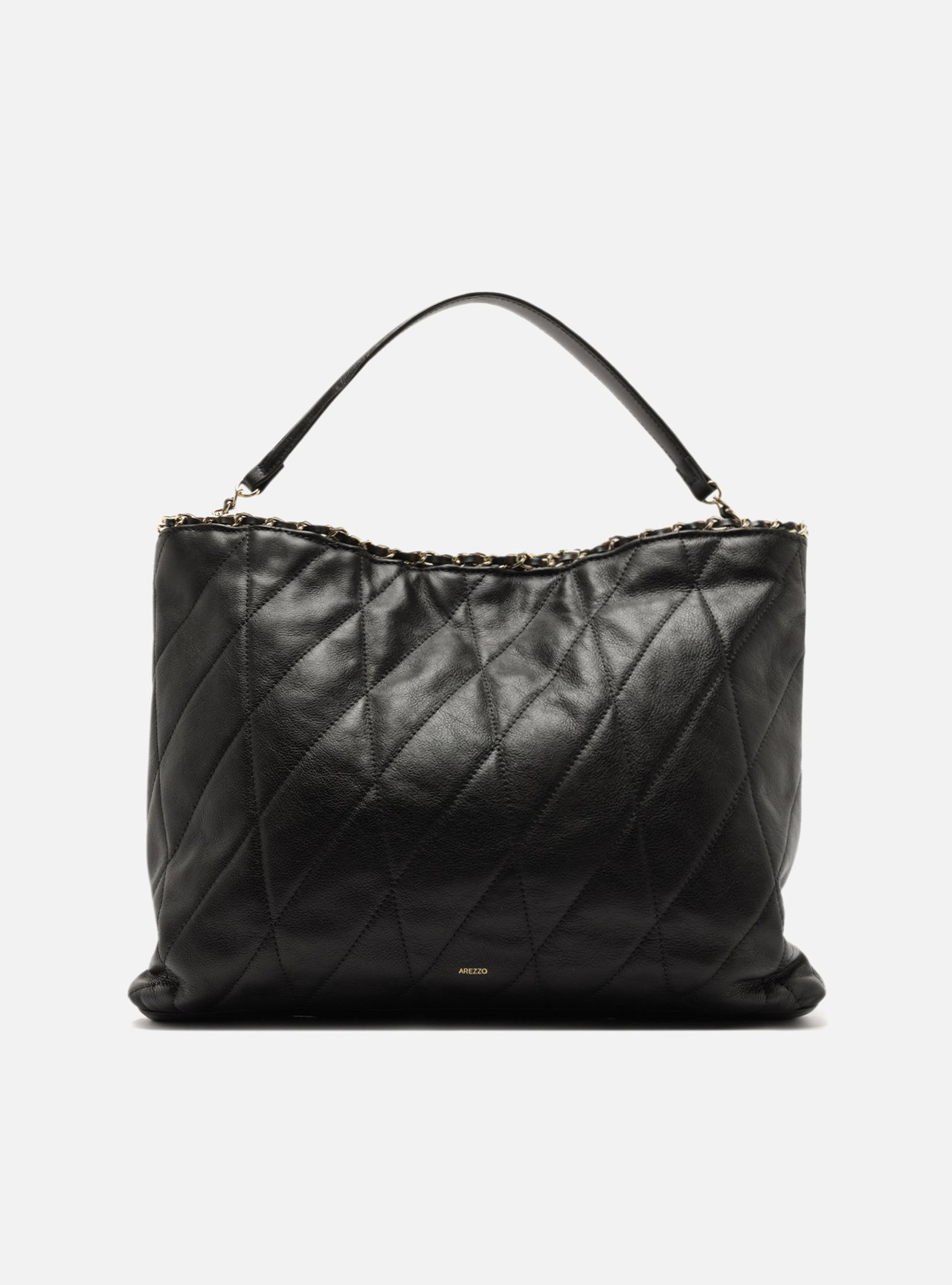 Bolsa Hobo Preta Couro Grande Matelassê — foto 1