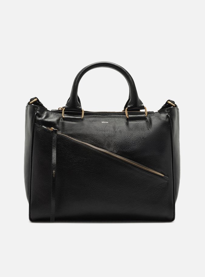Bolsa Tote Preta Couro Worn Grande Zíper