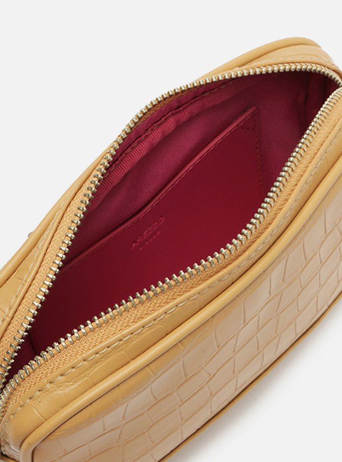 Bolsa Tiracolo Bege Croco Clara Pequena