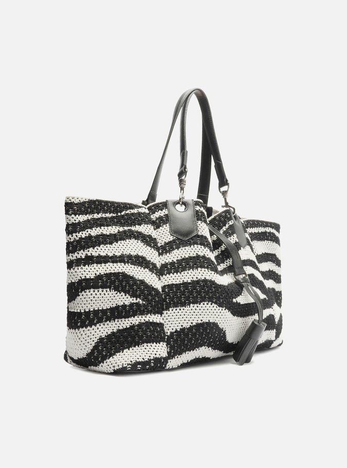 Bolsa Shopping Preta Crochê Grande Zebra