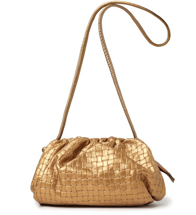 Bolsa Crossbody Tiracolo Dourada de Couro Pequena Eva