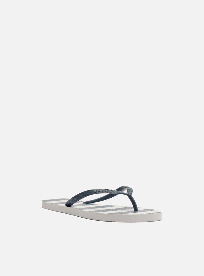Chinelo de Dedo Azul e Branco Listras Brizza