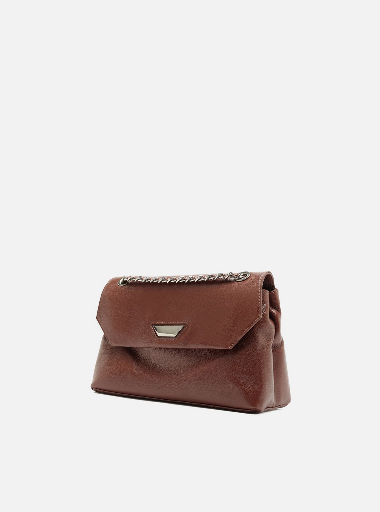 Bolsa Tiracolo Marrom Couro Média Corrente — foto 2