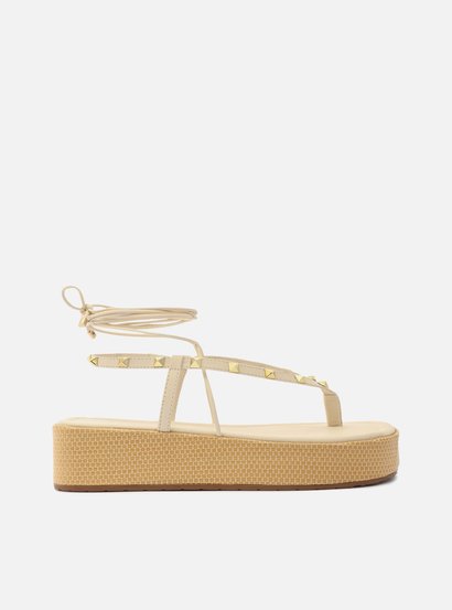 Sandália Off-White Flatform Amarração Studs