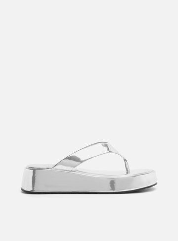 Sandália Prata Flatform Flip Flop TIG