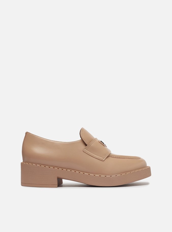 Mocassim Bege Bico Redondo Bridão Monocolor