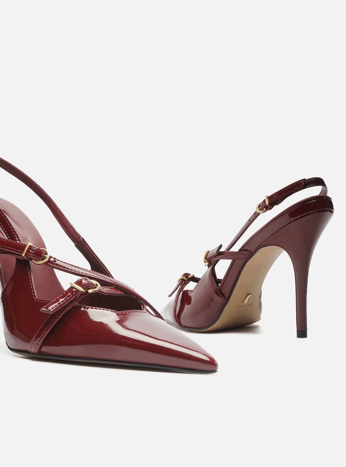 Scarpin Bordô Verniz Salto Alto Slingback Amélia