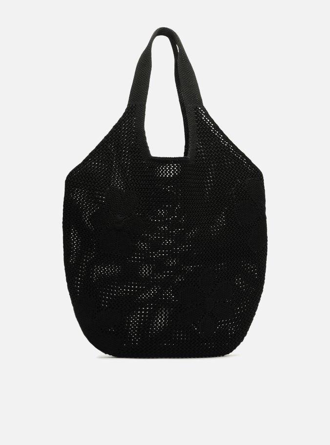 Bolsa Shopping Preta Crochê Mayra Glam Grande