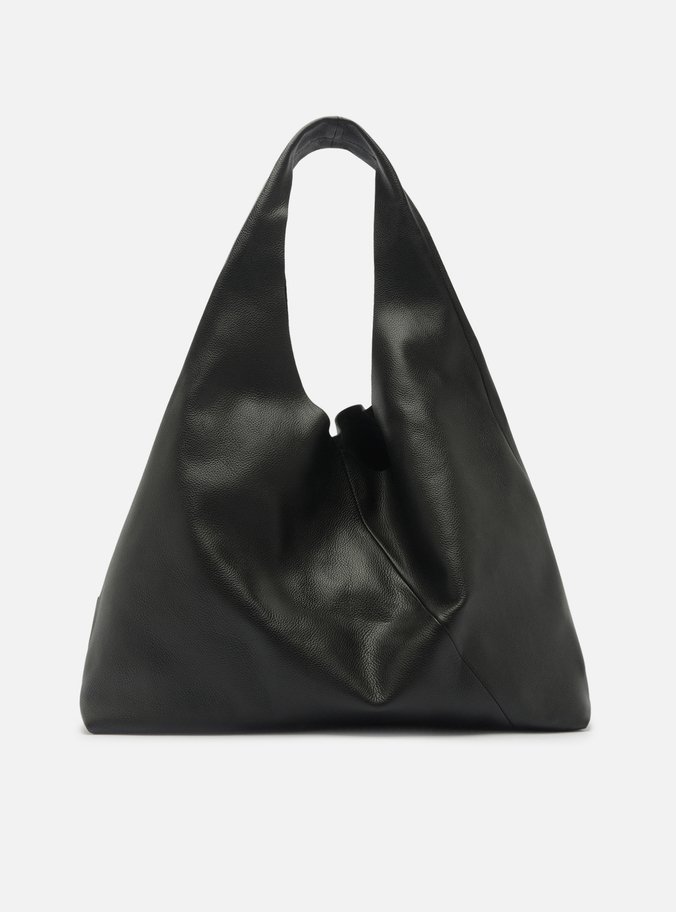 Bolsa Hobo Preta Couro Grande Pouch