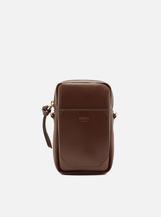 Bolsa Porta Celular Marrom Pequena Alça Corrente