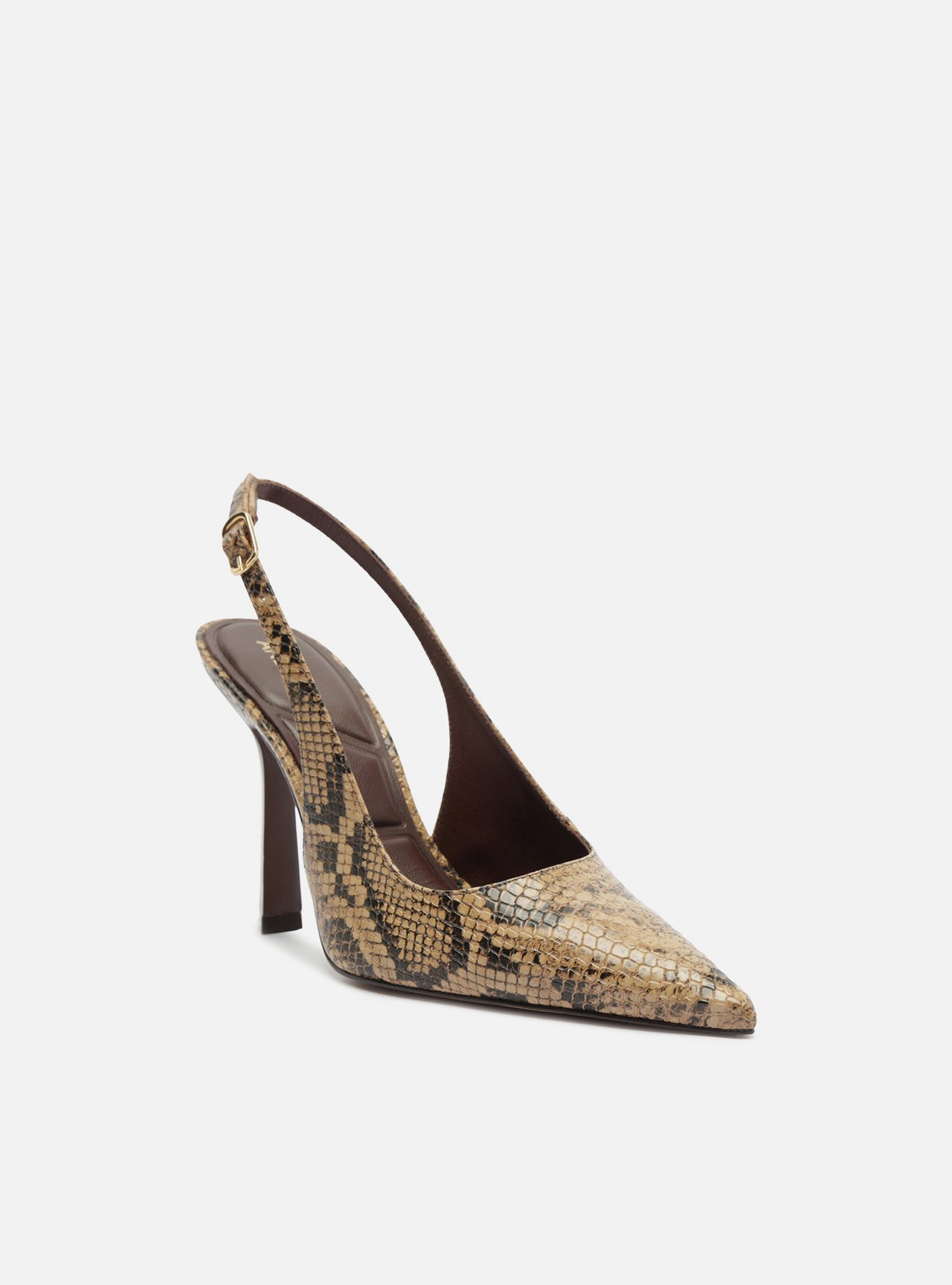 Scarpin Animal Print Couro Salto Fino Fivela Slingback — foto 2