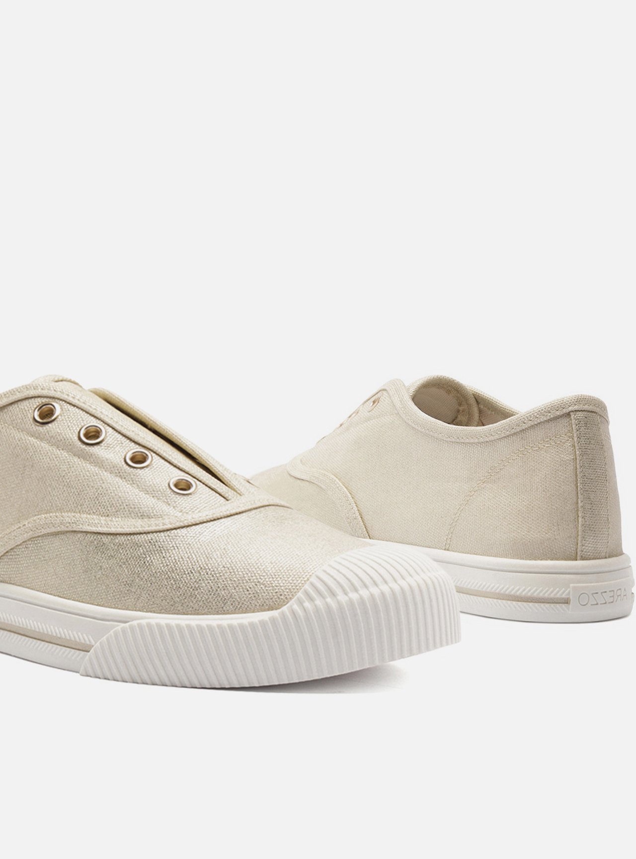 Tênis Slip On Dourado Lona Elástico — foto 4