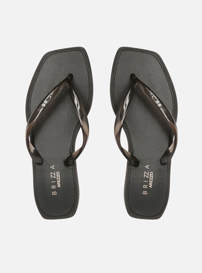 Chinelo de Dedo Preto Transparência Brizza Square