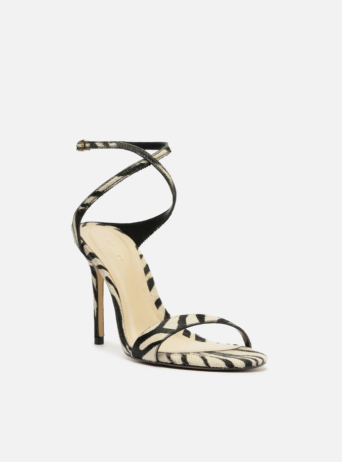 Sandália Animal Print Salto Fino Tiras Cruzadas