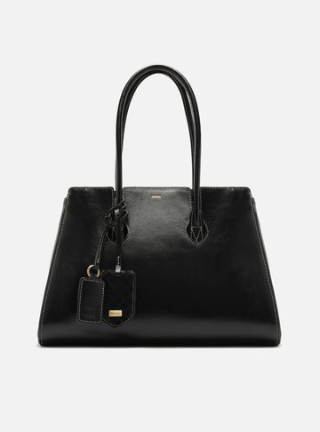 Bolsa Shopping Preta Couro Heritage Grande