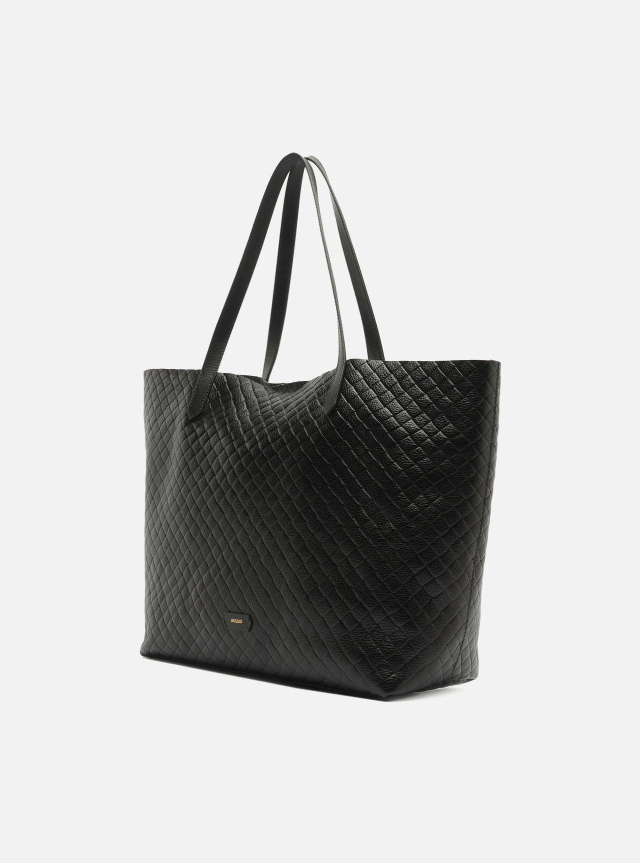 Bolsa Shopping Preta Couro Grande Tressê — foto 2