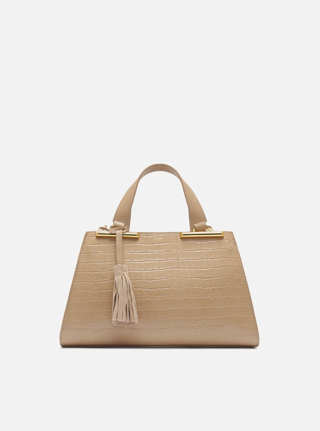 Bolsa Tote Bege Couro Croco Média Barbicacho — foto 1