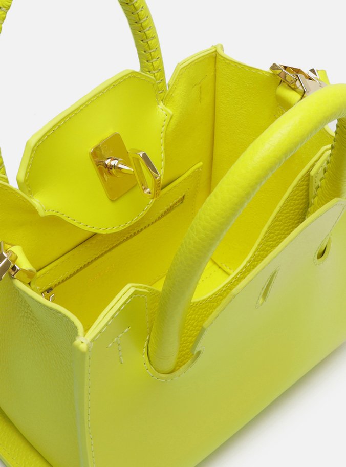 Bolsa Tote Amarela Couro Pequena Olie