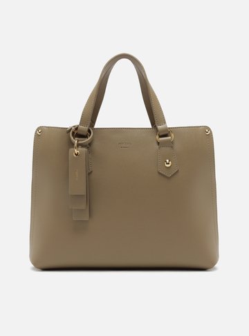 Bolsa Tote Cinza Grande Bag Charm Tag