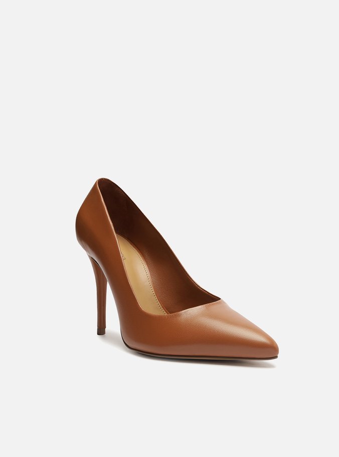 Scarpin Marrom Couro Salto Alto Fino
