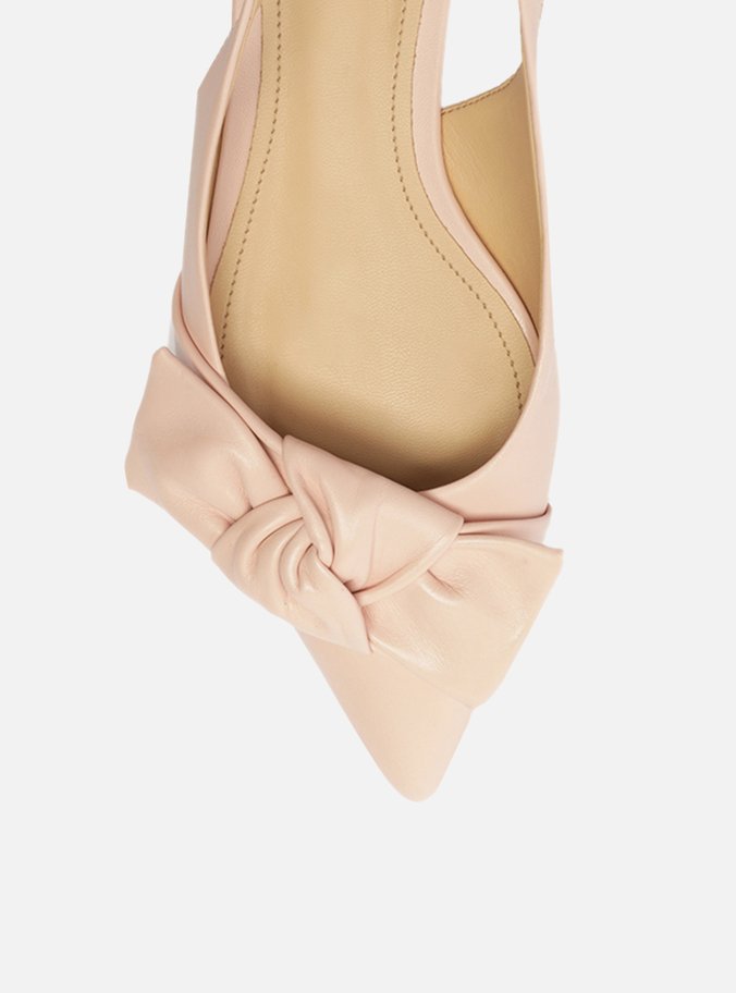 Sapatilha Rosa Couro Slingback Maxi Laço