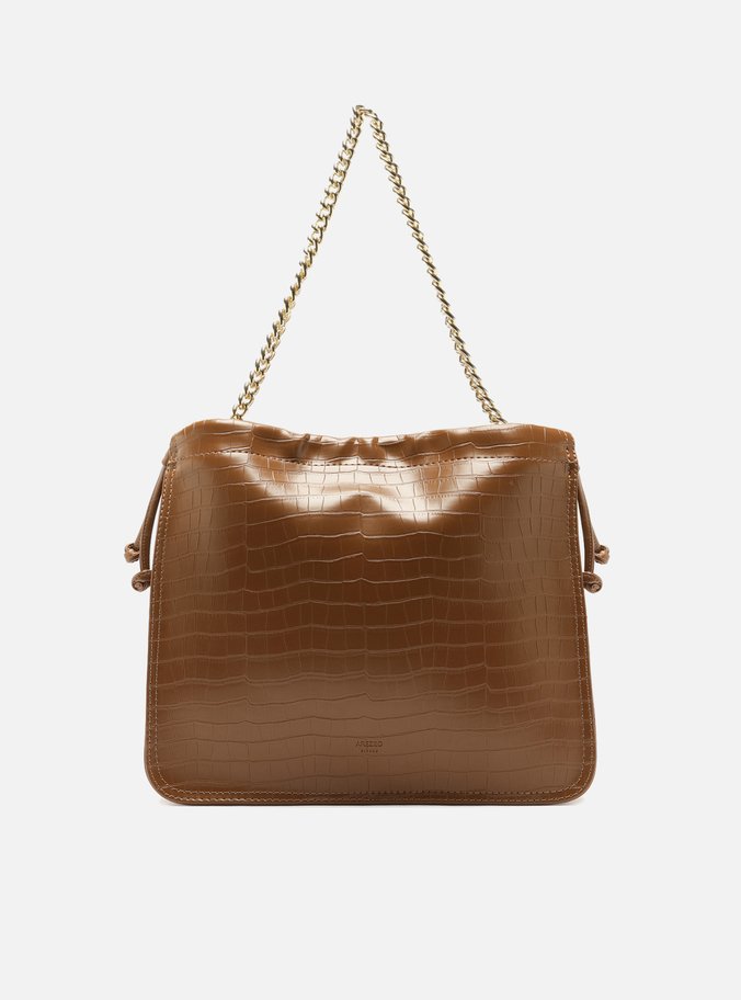 Bolsa Tote Marrom Média Croco Corrente