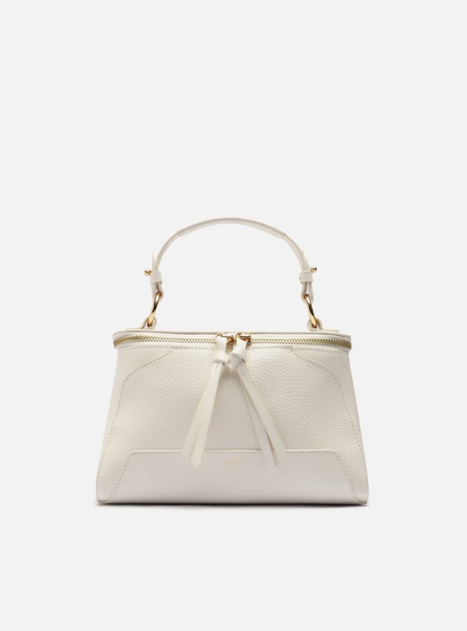 Bolsa Tiracolo Branca Texturizada Média Zíper Duplo