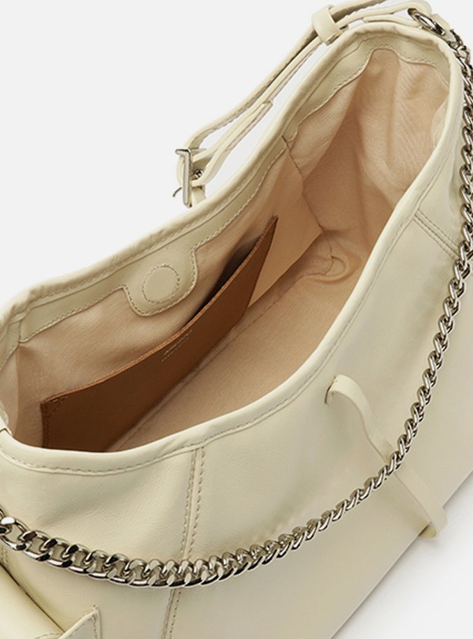 Bolsa Tiracolo Branca Couro Pequena Spikes