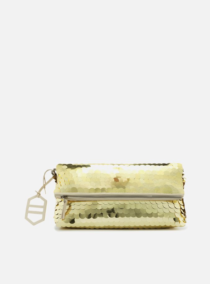 Clutch Dourada Média Maxi Paetês
