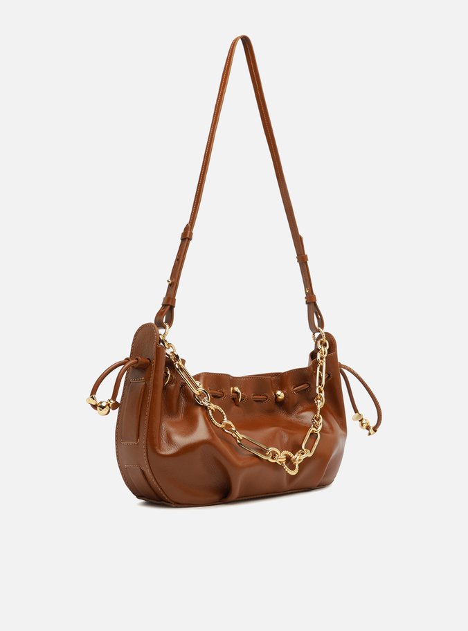 Bolsa Shoulder Marrom Couro Grande Corrente