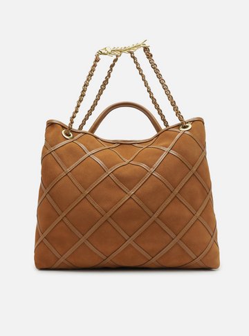 Bolsa Tiracolo Marrom Camurcina Grande Metal
