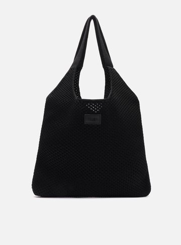 Bolsa Shopping Preta Crochê Gaia Grande