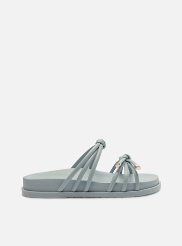 Sandália Papete Azul Tiras Nós