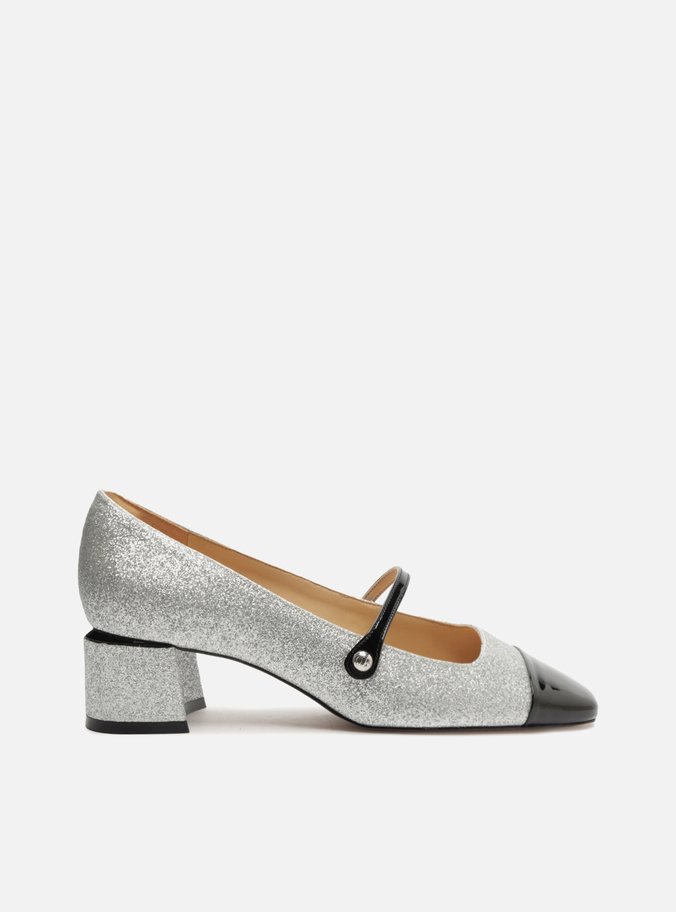 Sapato Boneca Prata Couro Cap Toe Verniz