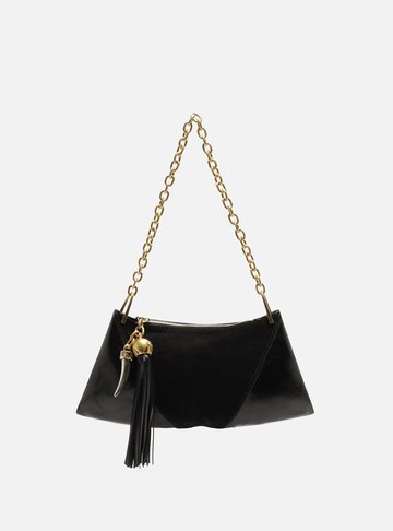 Arezzo — Bolsa Shoulder Preta Couro Média Corrente