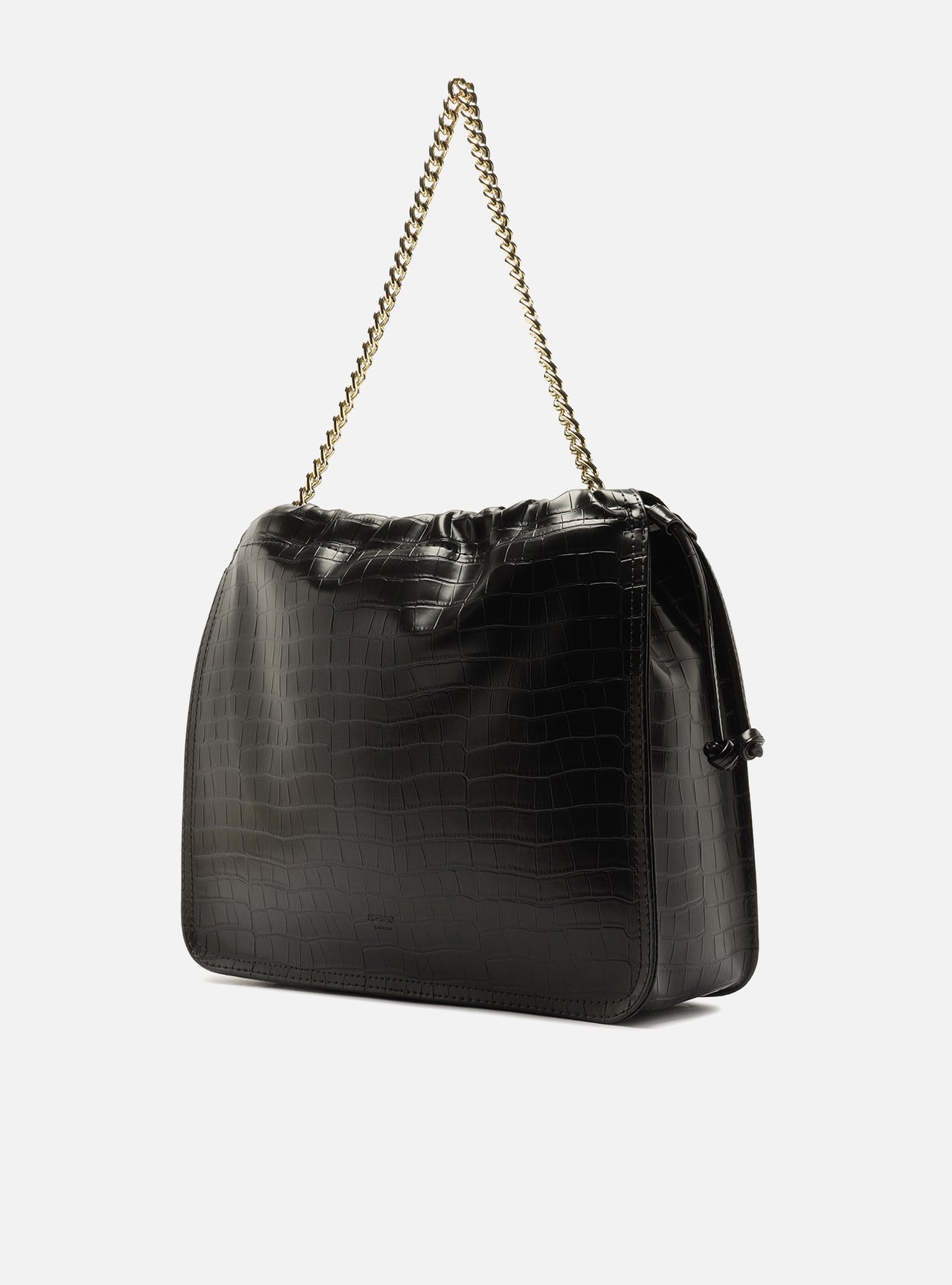 Bolsa Tote Preta Média Croco Corrente — foto 2