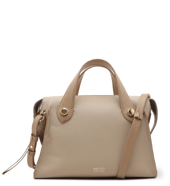 Bolsa Bowling Bege Couro Elis Média