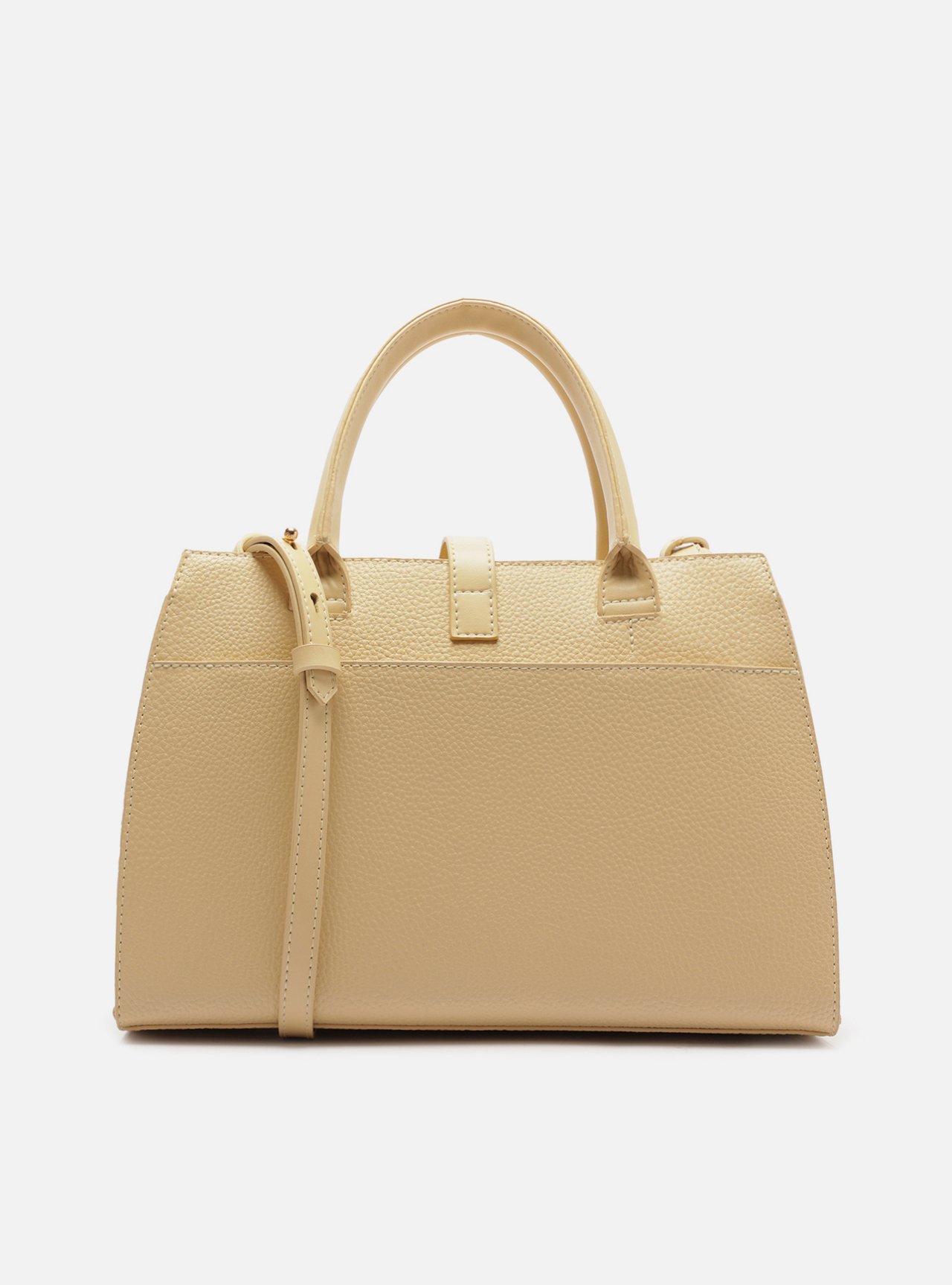 Bolsa Tote Bege Grande Metal Tiras Frontais — foto 3
