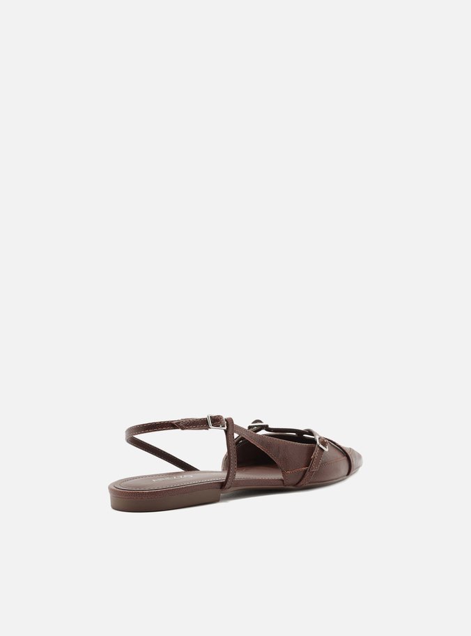 Sapatilha Marrom Couro Slingback New Amélia