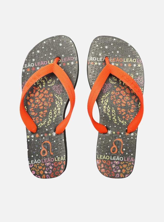 Chinelo de Dedo Laranja Leão Signos Brizza