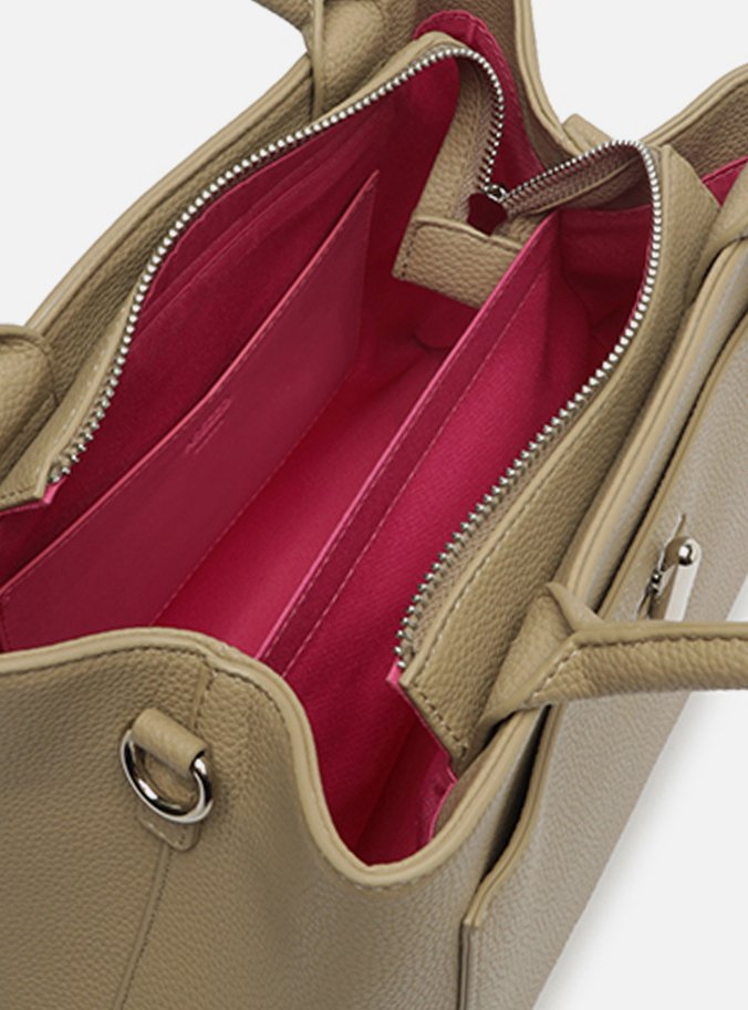 Bolsa Tote Bege Média Fecho Metal