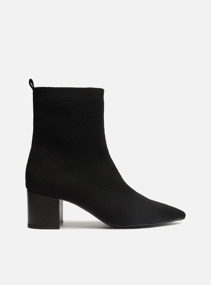 Bota Preta Knit Cano Médio Easy