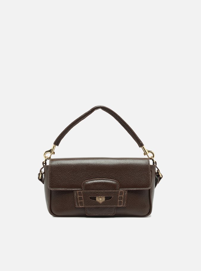 Bolsa Tiracolo Marrom Couro Média Detalhe Moeda