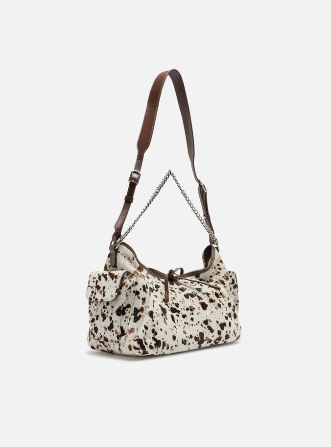 Bolsa Tiracolo Branca Pelo Cow Pequena Laço